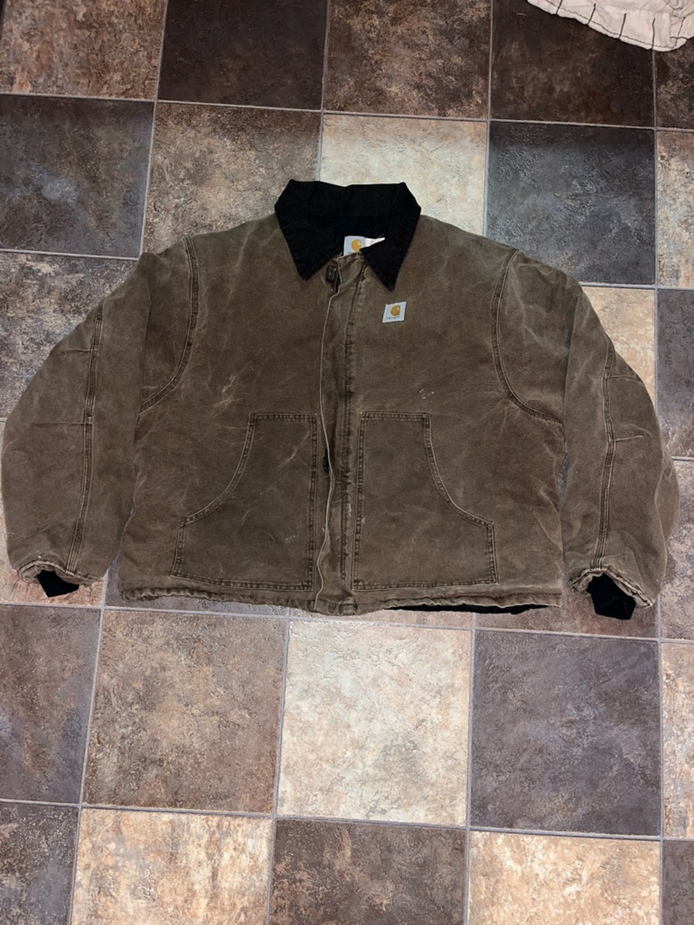 Vintage Carhartt Brown Duck Canvas Jacket with Black Corduroy Collar